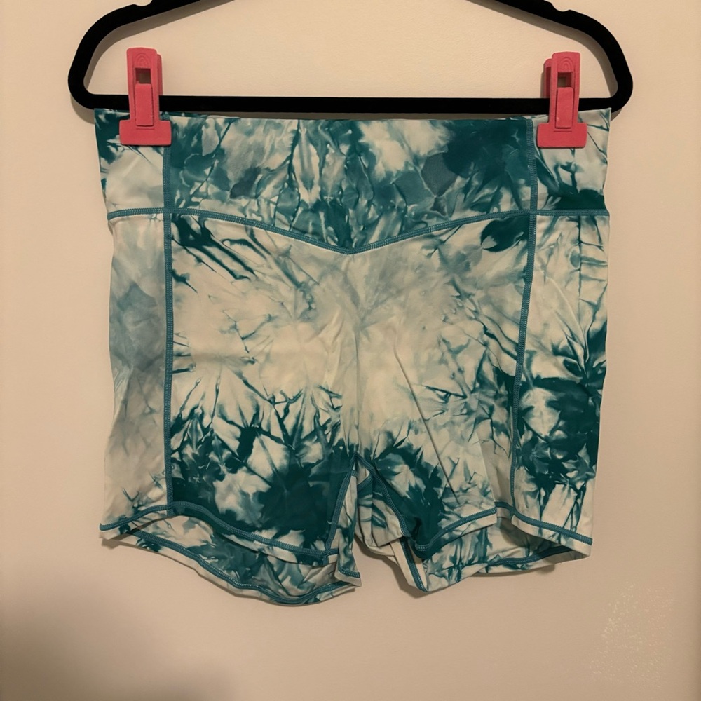 Balance Athletica Teal and White Tie-Dye Athletic Shorts